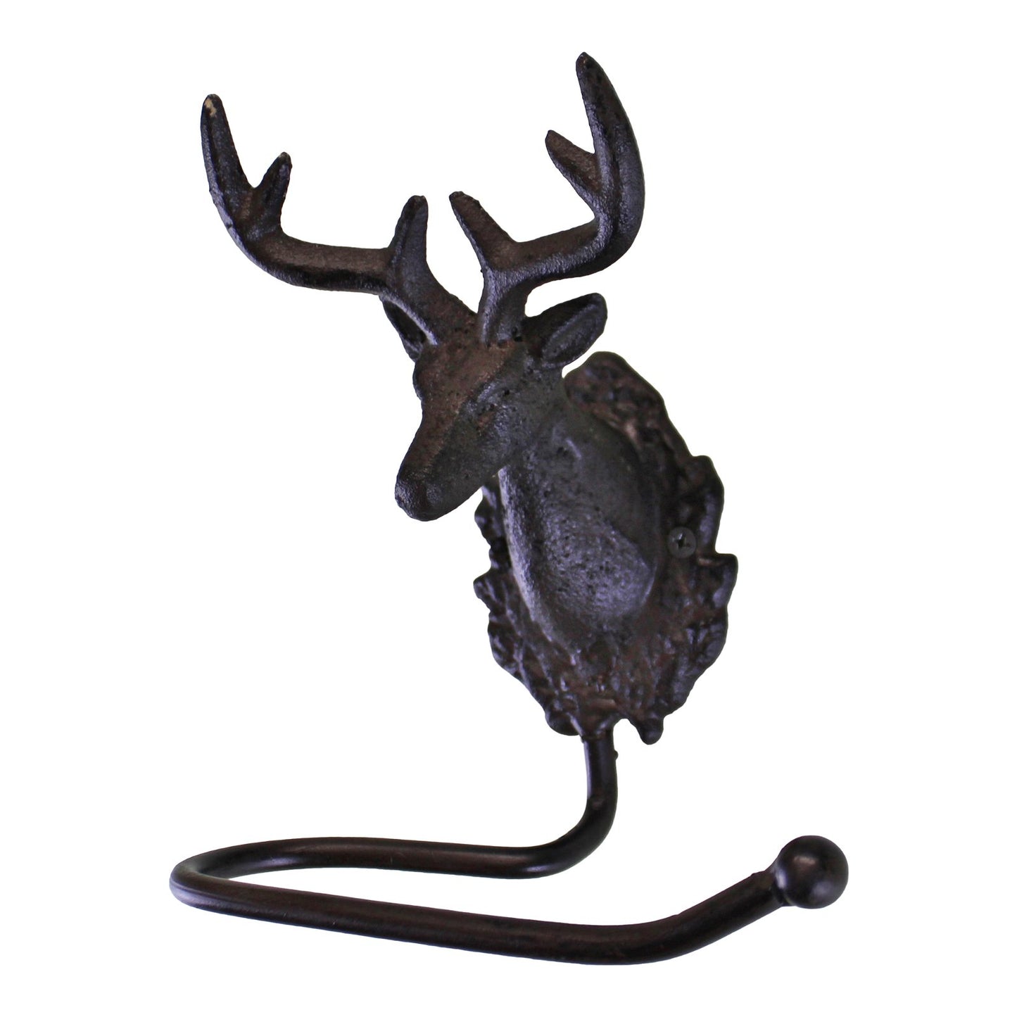 Cast Iron Rustic Toilet Roll Holder, Stag Head Design