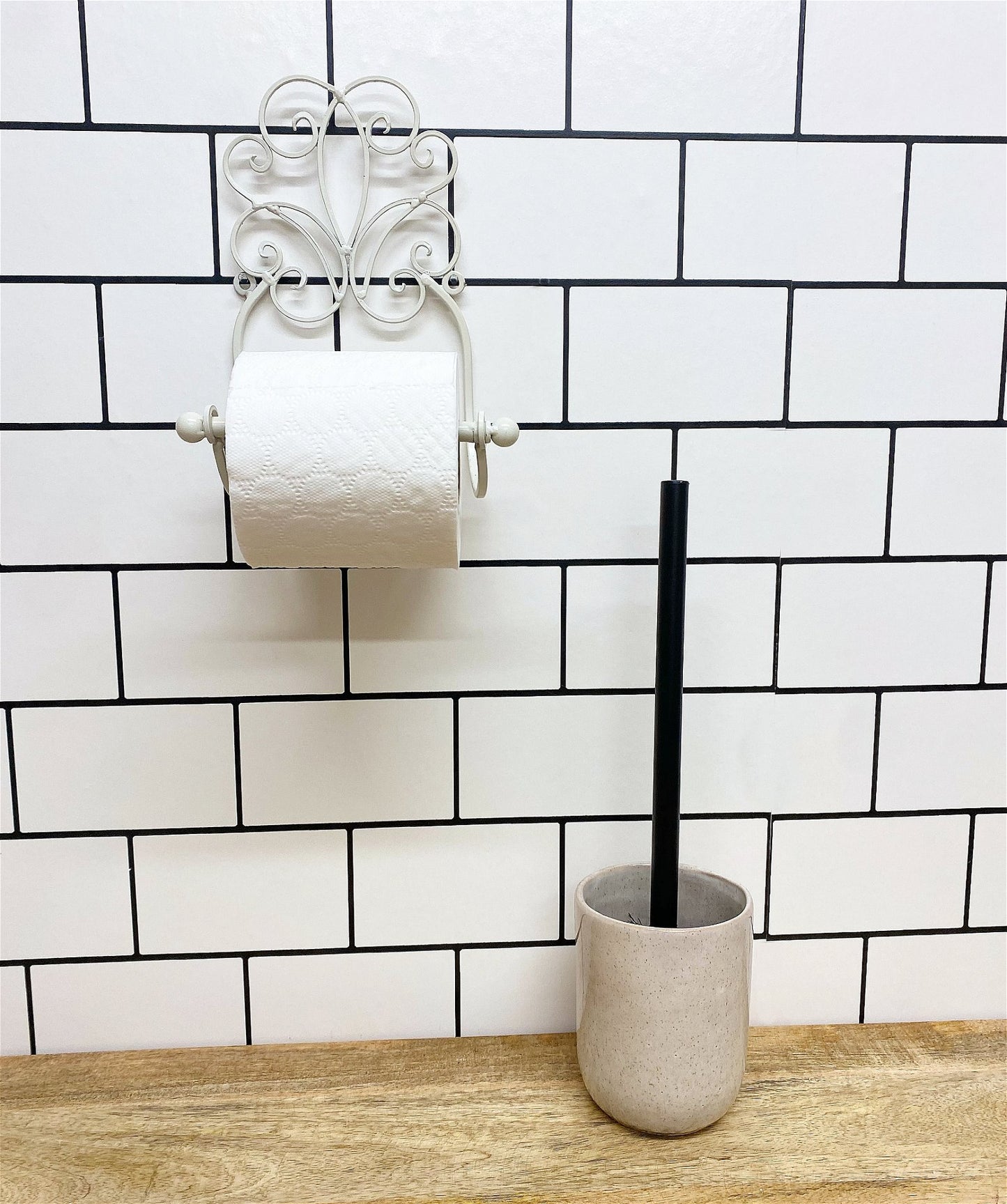 Taupe Ceramic Toilet Brush Holder